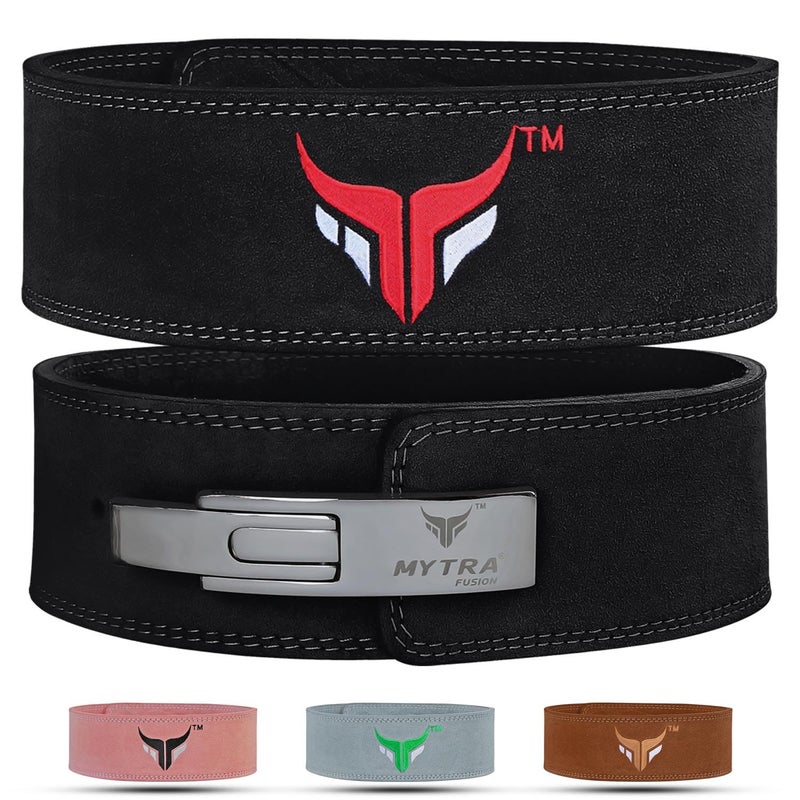 Mytra Fusion Leather Powerlifting Belt for Men and Women (10MM Thick & 4" Wide) - Premium Weight lifting Belt with Adjustable Lever Buckle for Gym, Squats, Bodybuilding & Deadlifts - Image 1